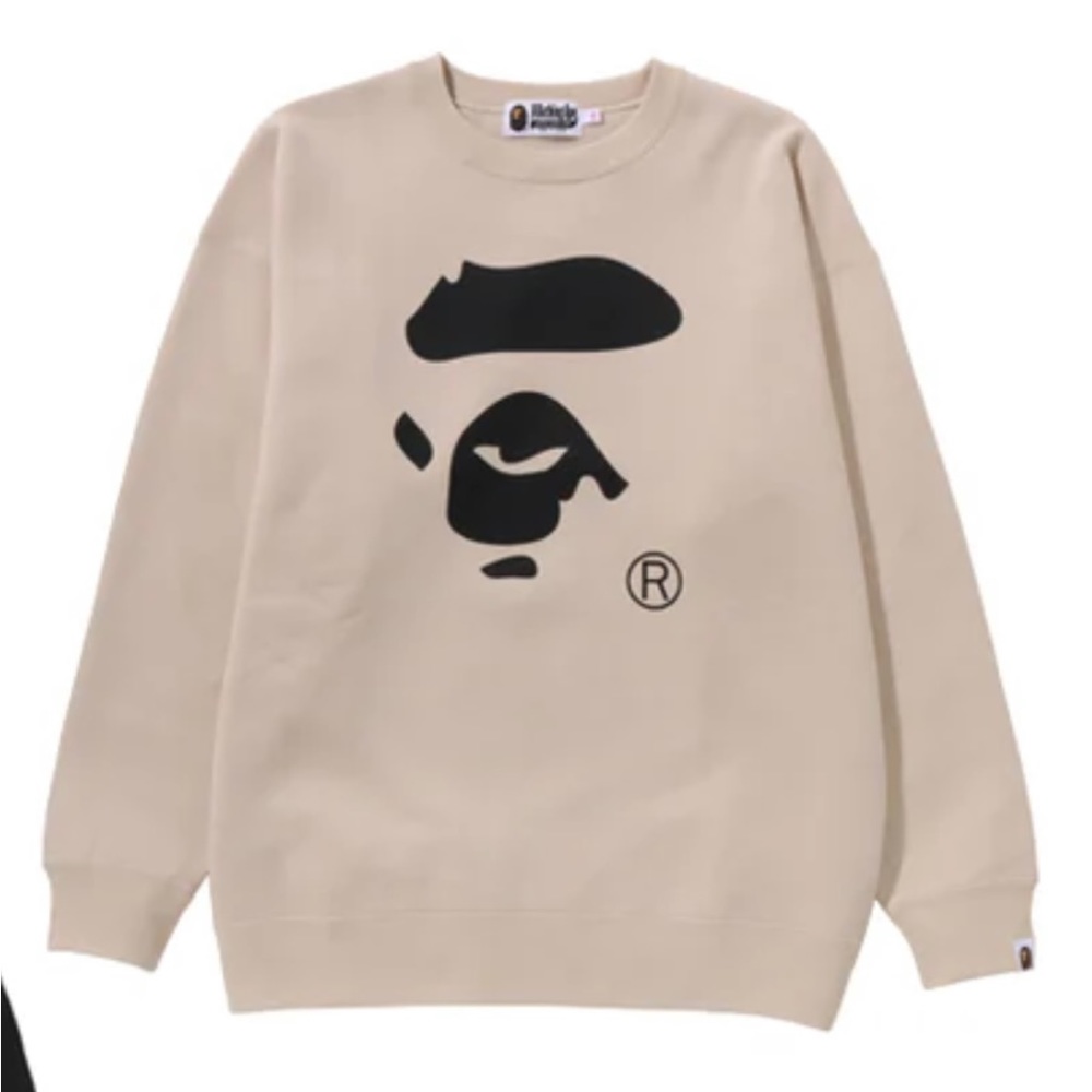 New Women’s Bape A Bathing Ape Cream Sweatshirt Size Small